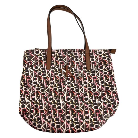 Calvin Klein Brown Pink Logo Tote | Excellent Condition - Picture 1 of 10